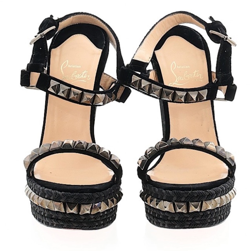 Christian louboutin studded velvet wedges 39 - Picture 2 of 10